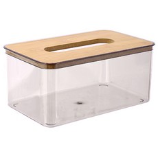 AHOYE 北歐簡約紙巾盒, 透明色/木頭色, 1個