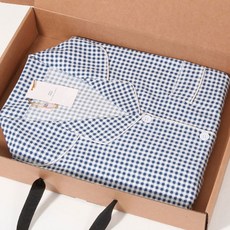 GLAM GONGGAM 情侶款楊柳格紋柔軟短袖夏季睡衣兩件式套裝 + 禮物盒