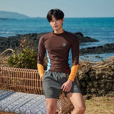 WEEK9 男士開衩拉克蘭長袖防曬泳衣