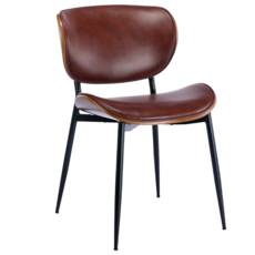 E-home Adrian亞德里安PU面曲木簡約休閒餐椅 TFC150B-br, 棕色, 1個