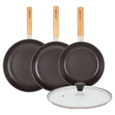 인터쿡 인덕션 포레스트 후라이팬 4종 세트, 베이지, 1세트, 후라이팬 28cm + 후라이팬 24cm + 후라이팬 20cm + 유리뚜껑