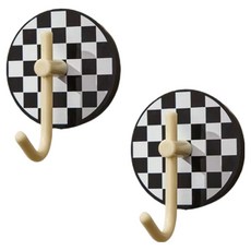 PEONIST 棋盤格圖案免打孔掛勾, 01號, 2個