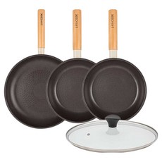 인터쿡 인덕션 포레스트 후라이팬 4종 세트, 베이지, 1세트, 후라이팬 28cm + 후라이팬 20cm + 후라이팬 20cm + 유리뚜껑