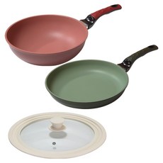 키친아트 자이언트 IH 후라이팬 세트, 아이보리, 후라이팬 26cm + 궁중팬 26cm + 실리콘 멀티 커버, 1세트