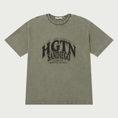 행텐 남녀공용 스노우워싱 로고 오버핏 반팔 티셔츠