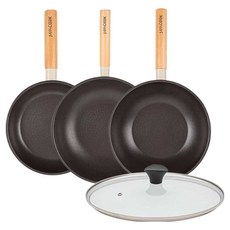 인터쿡 인덕션 포레스트 후라이팬 4종 세트, 베이지, 1세트, 후라이팬 20cm + 궁중팬 28cm + 궁중팬 24cm + 유리뚜껑