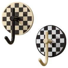 PEONIST 棋盤格圖案免打孔掛勾2件組, 1套, 01號, 02號