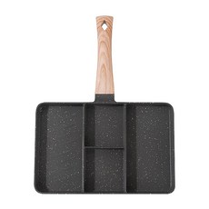 SUNORO 家用多功能麥飯石四孔早餐鍋/4合1平底鍋 黑色, 27cm, 1個