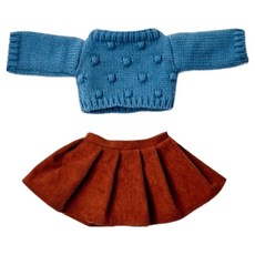Modern House 娃娃遊戲 柔軟穿搭 毛球針織衫 + 短裙 10 x 20 cm 套組, 1套, 混合色