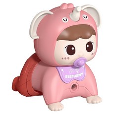 嬰幼兒爬行小象俯臥時間音樂玩具, 1個, 粉紅色