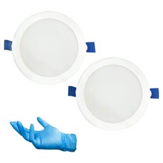 ELPHOS LED 內建安定器室內型防潮嵌入式燈 7W 開孔 10.16cm 2入 + 丁腈手套套組, 1套, 晝光色