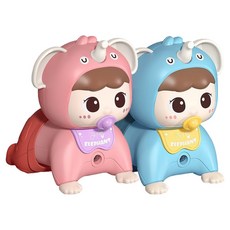 緩慢爬行小象 俯臥時間音樂玩具 2件組, 1套, 粉紅色, 藍色