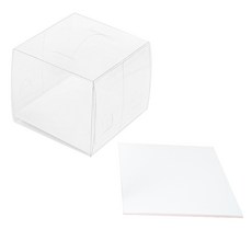 中央包裝 手提式PET迷你蛋糕盒 + 底座套組, 10套, 透明(蛋糕盒), 白色(底座)