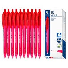 스테들러 4230 볼펜 1mm 10p, 빨강, 1개