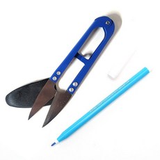 동대문단추왕 칼라 쪽가위 + 차코 수성펜 세트, 랜덤발송(쪽가위), 블루(수성펜), 1세트