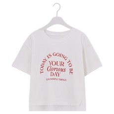 女款Going To印花開衩T恤, 紅色