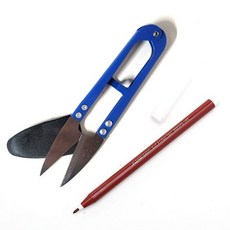 동대문단추왕 칼라 쪽가위 + 차코 수성펜 세트, 랜덤발송(쪽가위), 브라운(수성펜), 1세트