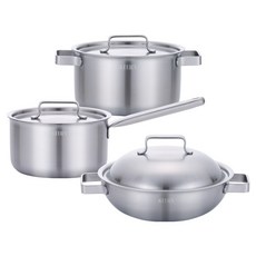 LiViNG ART 電磁爐用 Sheteren 五層鍋具 B套組 3件組, 1套, 18cm單柄鍋 + 20cm雙耳鍋 + 24cm宮廷式火鍋), 單一顏色