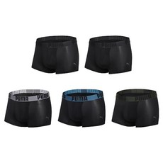 [含大尺碼] PUMA BODYWEAR 男士黑色組合透氣孔人造絲平口褲5件組