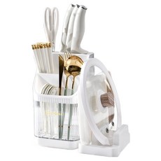 廚房Awesome多功能瀝水廚房水槽刀架餐具筒鍋墊整理架, 白色, 1個