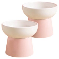 MONAGIO 寵物閃亮亮陶瓷餐具, 白粉色, 2個