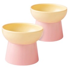 MONAGIO 寵物閃亮亮陶瓷餐具, 黃色粉紅, 2個