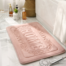 ANTIAN 記憶棉蝴蝶絨浴室吸水地墊, 粉色