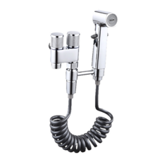 ANTIAN 浴室雙控角閥套組：高壓沖洗水槍、一進二出角閥，輕鬆清潔馬桶, 225g, 電鍍色, 1組