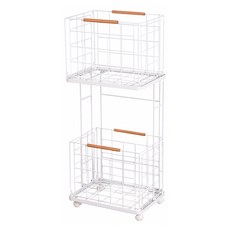 Craftsman In Storage 收納職人 日式簡約雙層大容量洗衣分類收納籃 帶滾輪設計, 白色