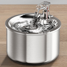 304不銹鋼十重過濾 寵物自動飲水器 湧泉式飲水盆, 1台, 銀色