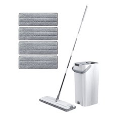 Wishflick 簡易雙重清洗 清洗桶 + 拖把 + 補充包4入組, 1套