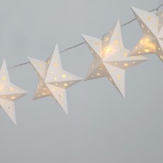 Wonha DS 星星裝飾燈串 20燈 電池式 暖白光, 1個, 白色