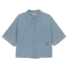 applepink 青少年寬鬆短版水洗襯衫 S301