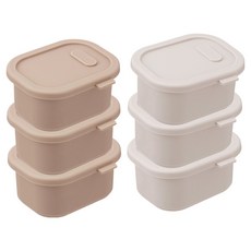 Diar Dolce鉑金矽膠密封保鮮盒組, 1組, 燕麥米色 200ml 3入+粉米色 200ml 3入