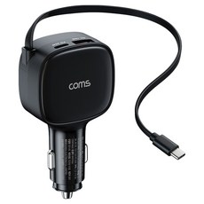Coms Type-C 捲線式車用快速充電器 84W, SD149, 黑色