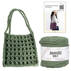 Yarna 方形網袋 Jemilly 毛線 500g + 印刷圖案 編織 DIY 套組, 1套, 13 卡其色