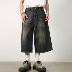 디엠코퍼레이션 남성용 리칸 와이드 버뮤다 데님 팬츠