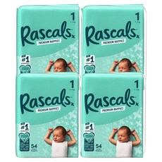 Rascals 優質棉柔舒適黏貼型尿布, 第1階段, 216片