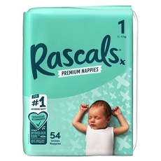Rascals 優質棉柔舒適黏貼型尿布, 第1階段, 54片