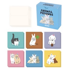 wannathis Lovele 迷你感謝卡 6款 x 4入組, 動物朋友們, 1套