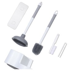 Leikin 打造潔淨浴室 4合1免鑽孔馬桶疏通器清潔刷組, 白色