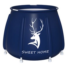 可摺疊泡澡桶 加大加厚款, 湛藍鹿角, 1個