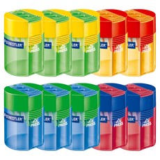 STAEDTLER 施德樓 圓筒形彩色單孔削鉛筆機 511-006, 10個, 混合顏色