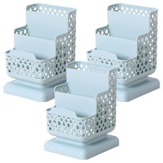 머니풀 라탄 무늬 3단 연필 펜 브러쉬 꽂이, 블루, 3개