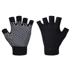 PORABELLA 瑜珈露指健身防滑手套, 1雙, 黑色