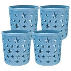 머니풀 별모양 원형 펜 연필 브러쉬 꽂이, 블루, 4개