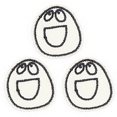 ButtonKing 熱熔刺繡迷你徽章布貼, 大嘴巴微笑, 3個