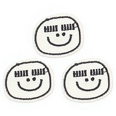 ButtonKing 熱熔刺繡迷你徽章布貼, 毛毛蟲眉毛微笑, 3個