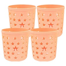 머니풀 별모양 원형 펜 연필 브러쉬 꽂이, 오렌지, 4개