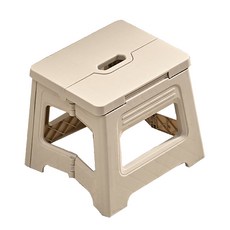 摺疊板凳 升級款 中號,奶油白,1個 - 方便收納、穩固耐用、簡約時尚